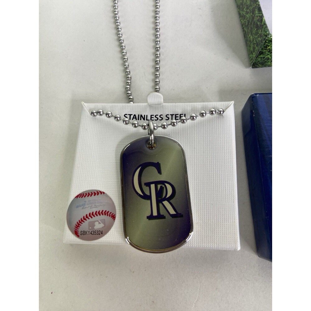 Colorado Rockies Dog Tag Necklace Stainless Steel MLB Licensed with Gift Box